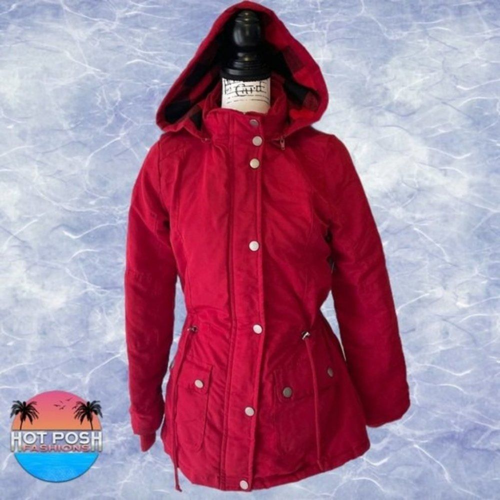 Special One Premium Collection Hooded Red Buffalo Plaid Parka size Small